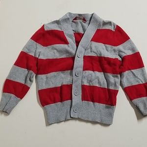 Arizona Jean Co red/gray stripe cardigan size 4/5